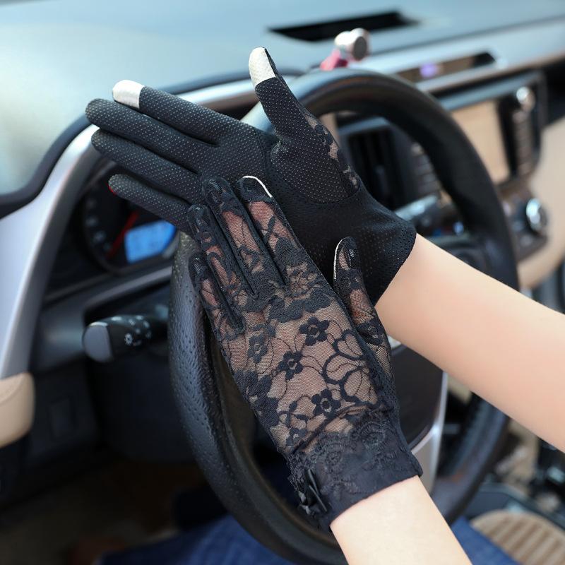 

Перчатки женские тонкие солнцезащитные для велоспорта нескользящие дышащие короткие летние весенние и осенние сенсорные One size чёрный