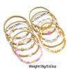 10 Bohemian style soft ceramic cross bead bracelet, multi-layer layered pink rice bead women's bracelet bracelet set