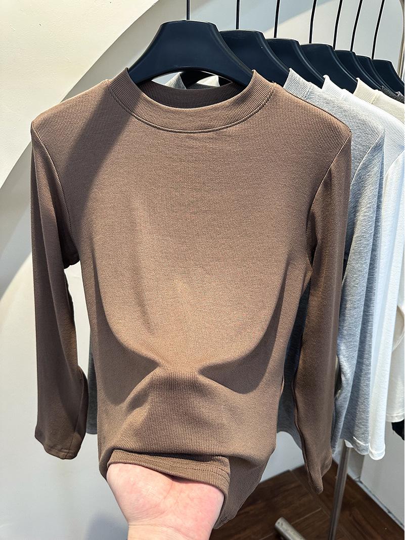 

Трендовая женская базовая рубашка из рубчатого хлопка с воротником-стойкой и длинным рукавом для весны 2025 M [40-50 kg]