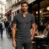 Men's Casual V Neck Button Up Short Sleeve Shirt Lightweight Soft Fabric Comfortable Fit Top for Daily Wear