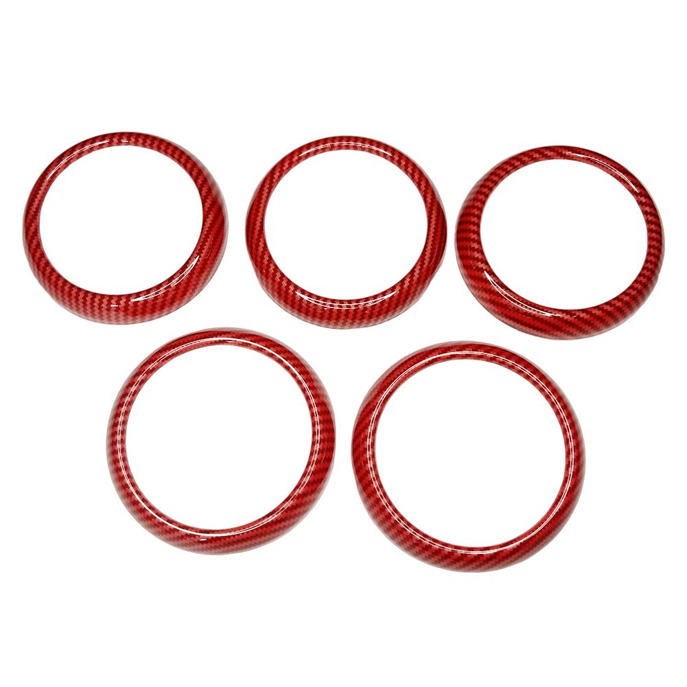 Red Carbon Fiber Style Air Condition Air Vent Outlet Ring Cover Trim Decor for Mercedes Benz GLA X156 CLA C117 Class ( Not A B