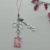 Lovely Phone Charm Colorful Beaded Keychain Acrylic Alloy Keyring Bag Accessory