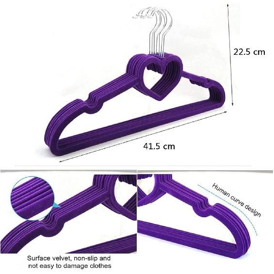 JYCCH Velvet Hangers (50-Pack) -Non-Slip- Ultra Thin Space Saving-Strong Hook Heart Shaped-Flocking Clothes Hangers for Abaya, Coats, Pants,Wine red