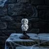Handcrafted Sculpture Base Gothic Candlestick Holder, Halloween Resin Raven Skull Pillar Candle Decorative Tray for Wax Candles Vintage Spooky
