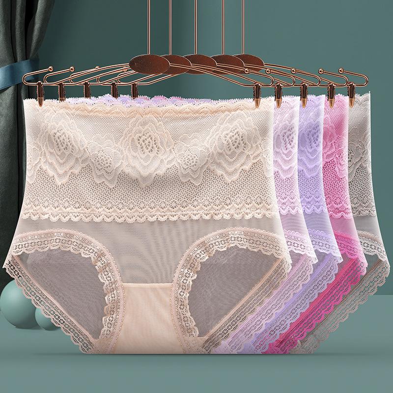 Damtrosor med hög midja Höftlyftande trosor Transparenta spetskalsonger Damkroppsformande trosor Underkläder