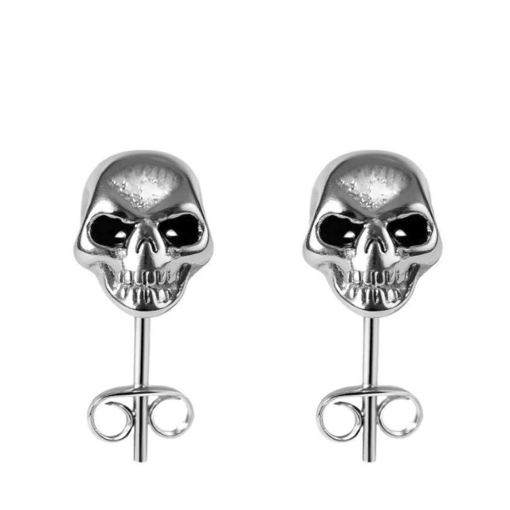 Platinum Skull Stud Earrings - Retro Hip Hop Style for Unisex