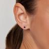 Silver Small Square Earrings with Black Cubic Zirconia