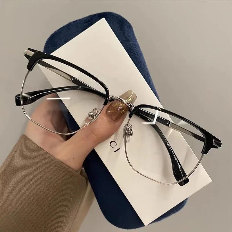 High Quality Metal Frame Myopia Eyewear Women Men Ultra Light Half Frame Glasses Fashion Anti Blue Light Near Sight Glasses
