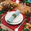 Winter Holiday Dining Accessories 6Pcs Christmas Napkin Rings, Red And Green Decorative Holders, Hand-woven Holders Reusable Festive Bands for Dinner