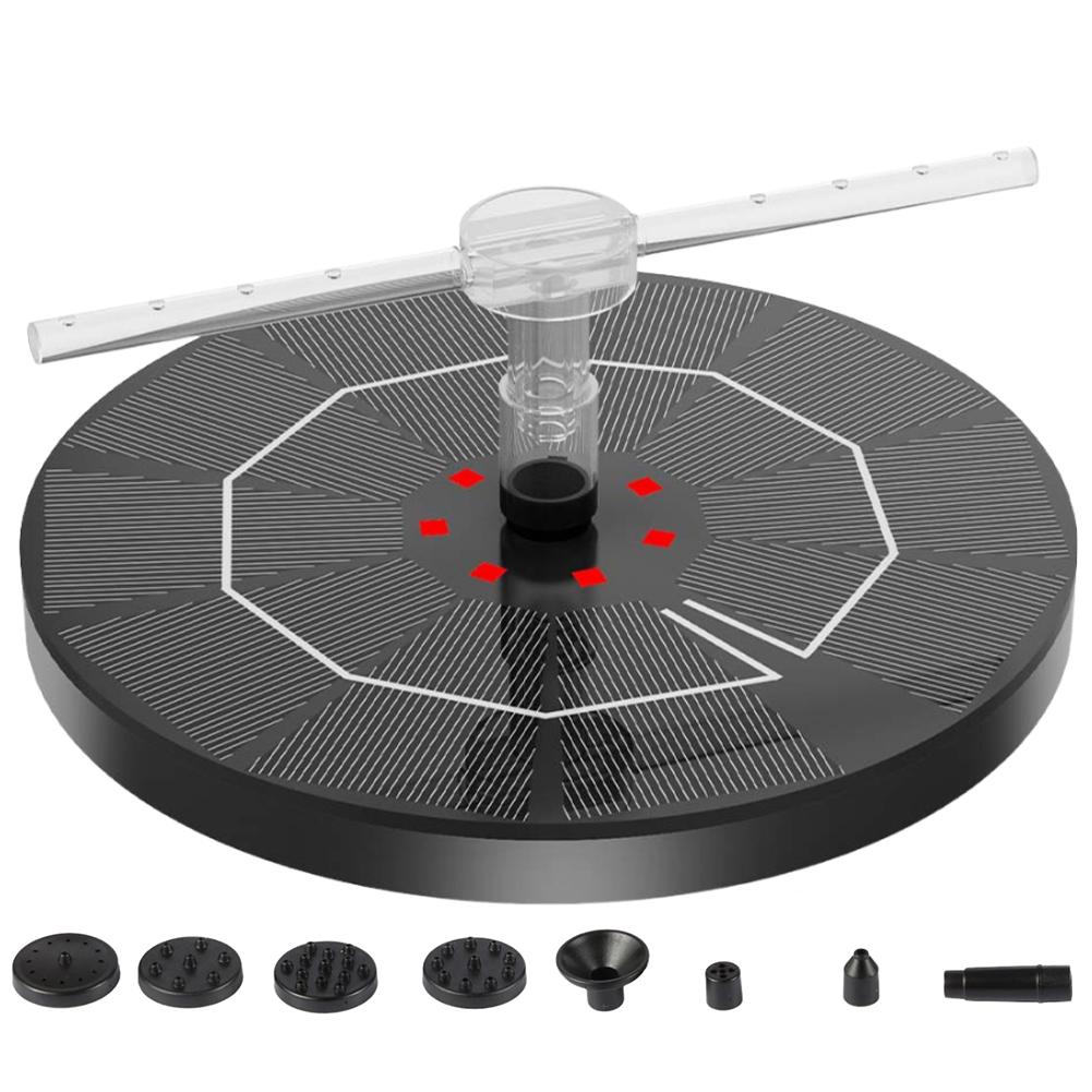 2.2W Solar Fountain Pump 120L/H Solar Floating Water Fountain Pump Lift 80CM with 6 Nozzles&Color LED Light for Garden Pool Pond