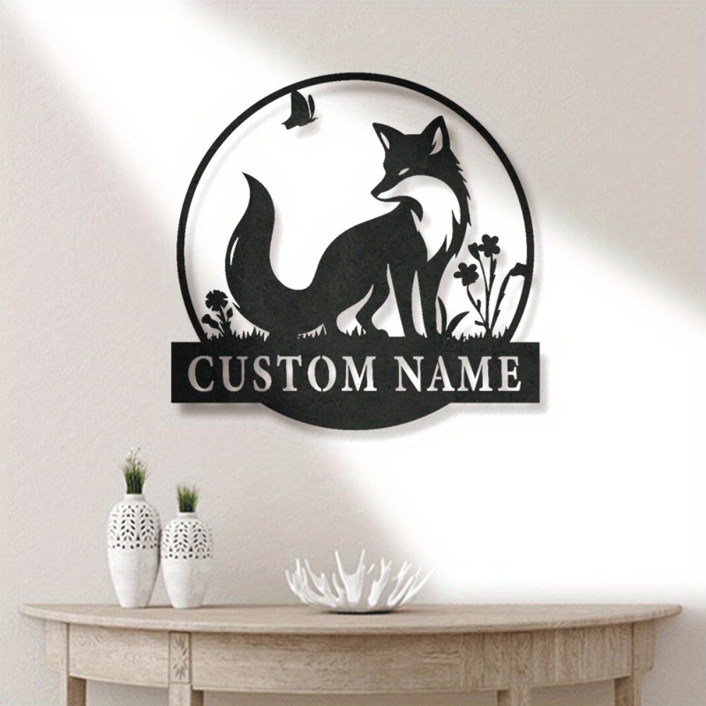 Metal Fox Wall Art Personalized Name Sign Home Decor Easy Hanging