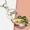 Bumble Bee Jasper Peridot  Mother's Day Silver Jewelry Pendant  2.75"