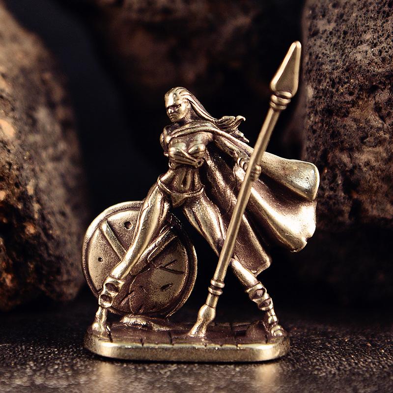 Vintage Brass Spartan Warrior Statue Twelve Types of Rome Soldier Models Figurine Game Props Desktop Ornaments Home Craft Decor