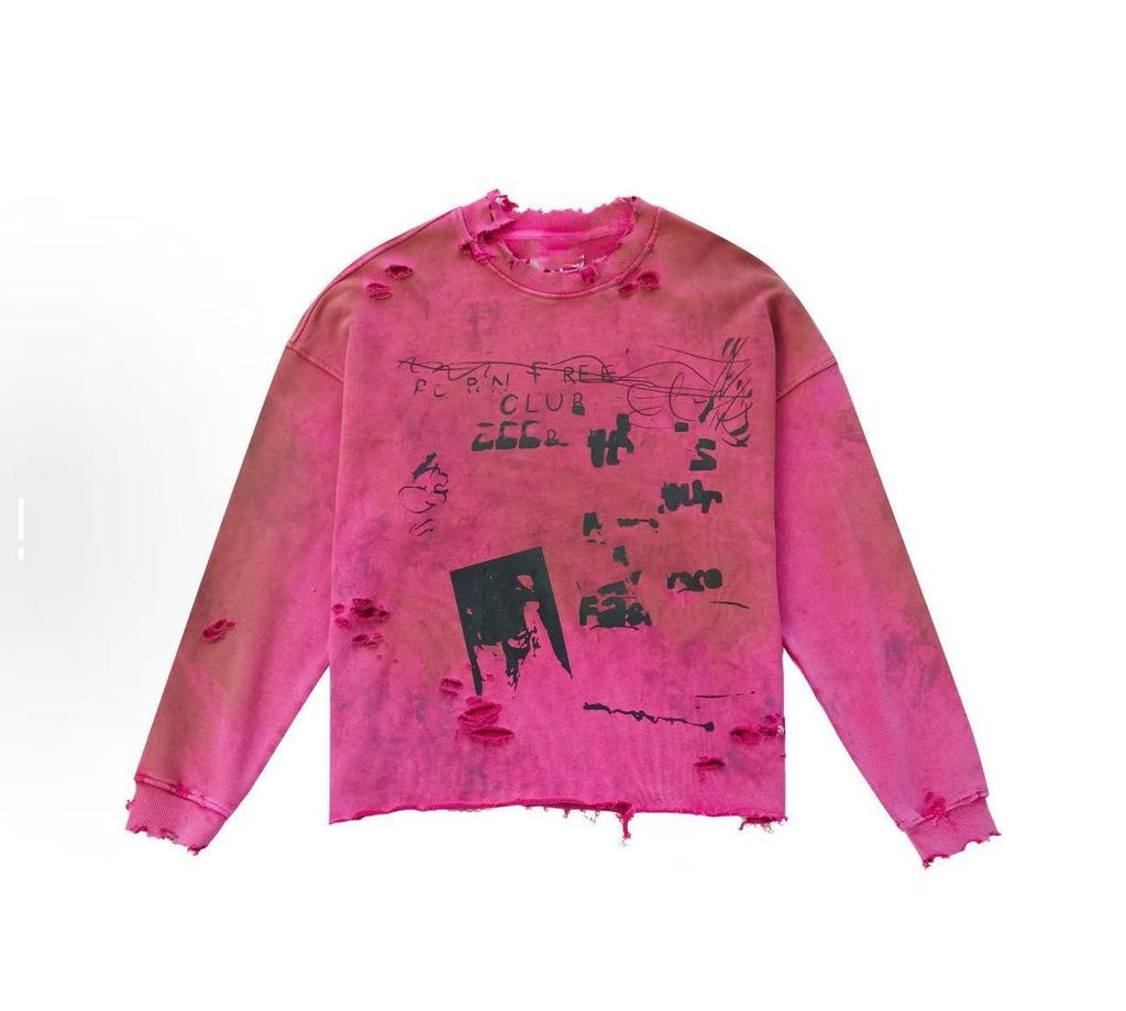 Vintage Distressed Spray-Painted Unisex Hoodie - Retro Loose-Fit