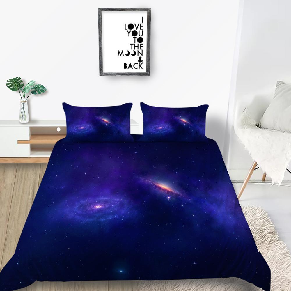 Star Printing Bedding Single Double Bed Full Size 3D Microfiber Universe Printing Pillowcase and Quilt Cover 2/3 Comfortable Home Decoration