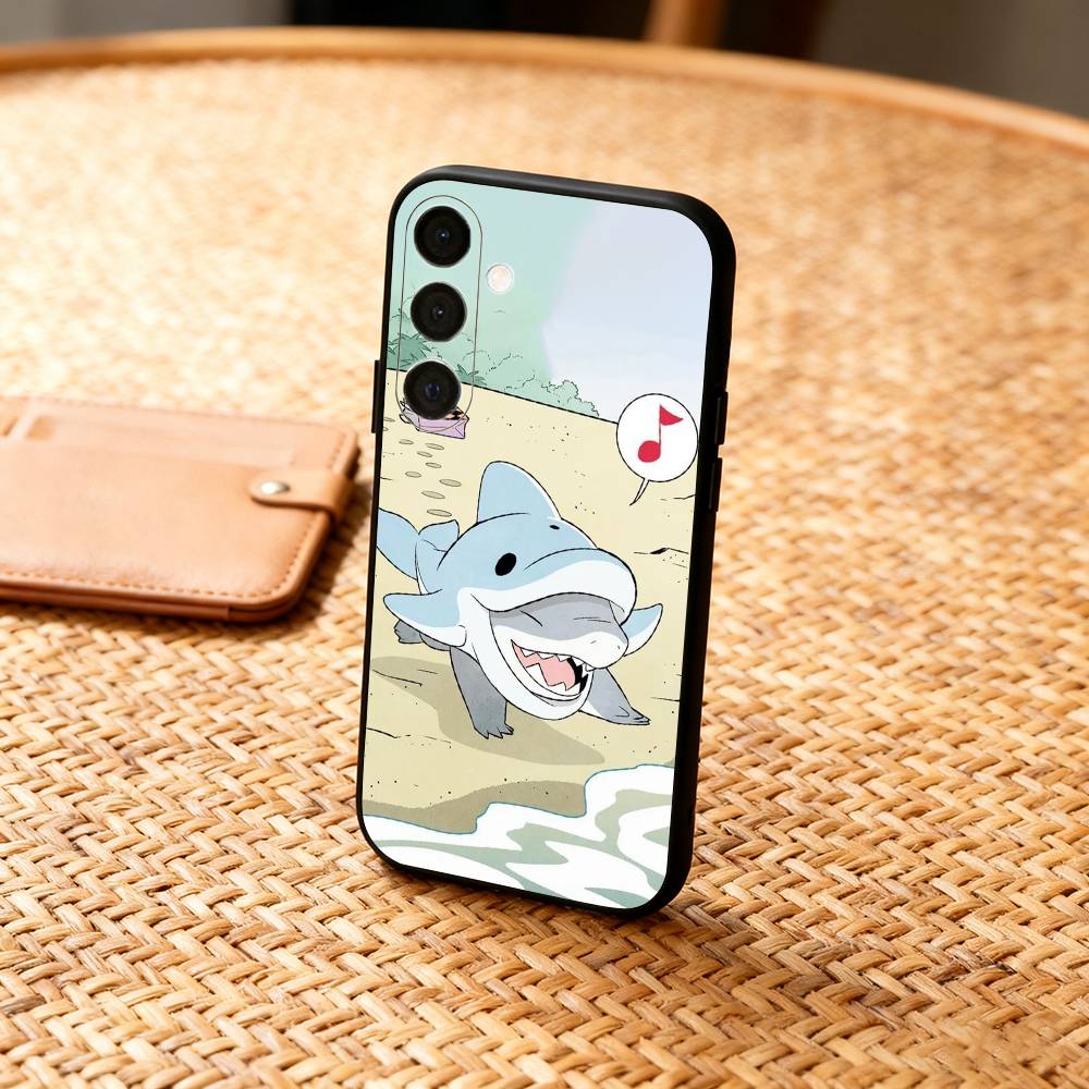 C-Cute Cartoon Shark Funny Phone Case For Samsung A73,72,71,A52,51,40,41,A22,A32,31,A13, Soft Black Shell