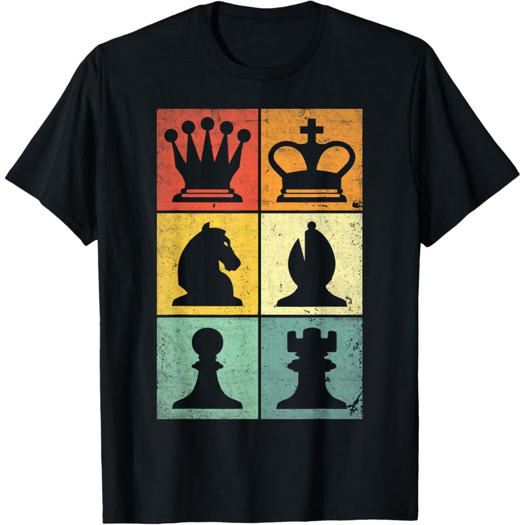 Vintage Chess Player Board Dog Cat Moon T Shirt Men Cotton Humor Streetwear Tee Shirt Short Sleeve Unisex Loose Clothing
