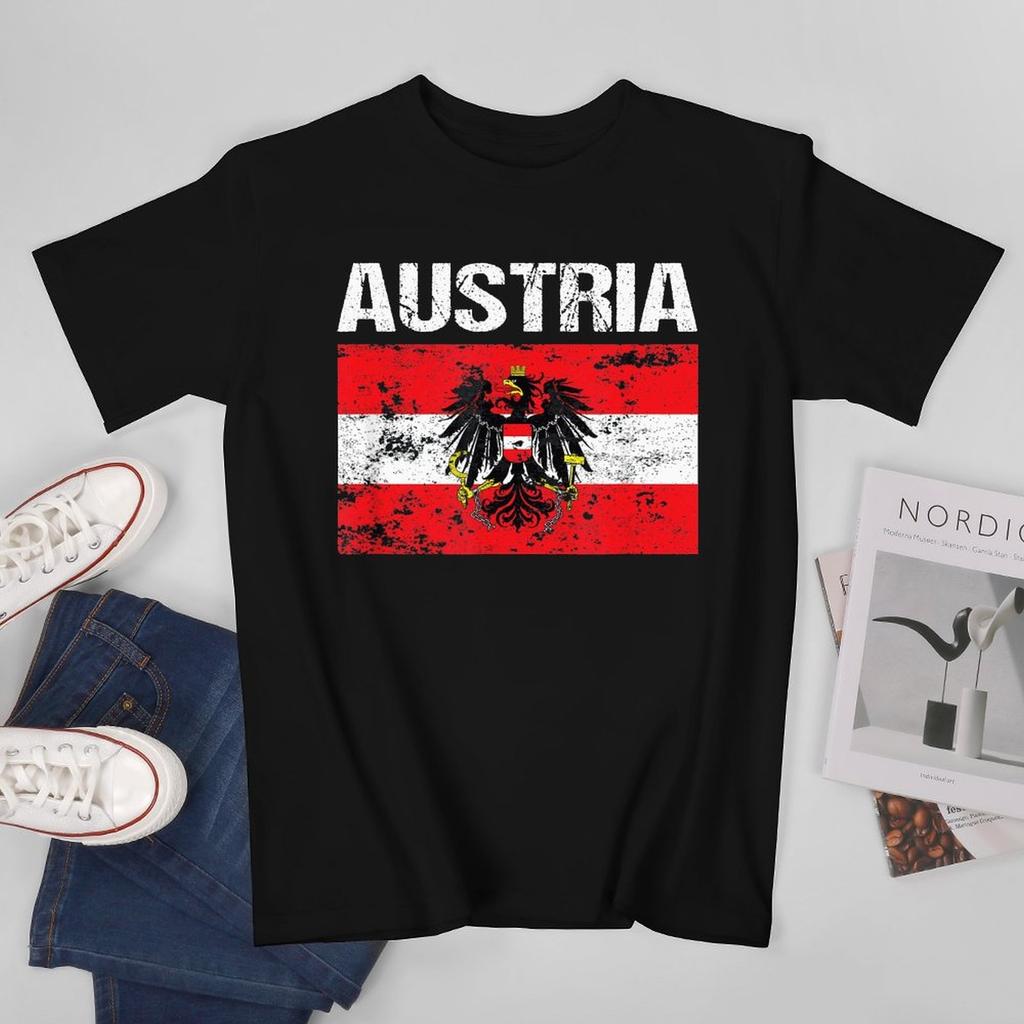 More Design Austria Flag Austrian Unisex Tshirt Tees Tshirt Oneck T Shirts Unisex Boys Clothing 100 Cotton