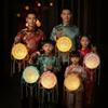 Pearl Bead-strand Flower Drumlamp LED Warm Glow Ancient Style Light  Crafting Activity
