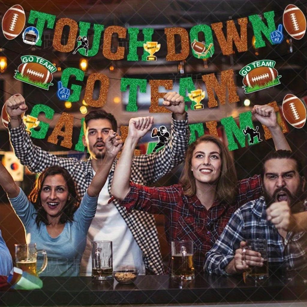 Super Bowl Banner Rugby Party Decoration Game Time Touch Down Garlands Happy Rugby Birthday Party  Scene Layout Supplies