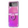 For Samsung Z Flip 4 3 Zflip4 Case Colorful Laser Glitter Ring Bracket Leather Folding Shockproof Silione Back Cover Accessories