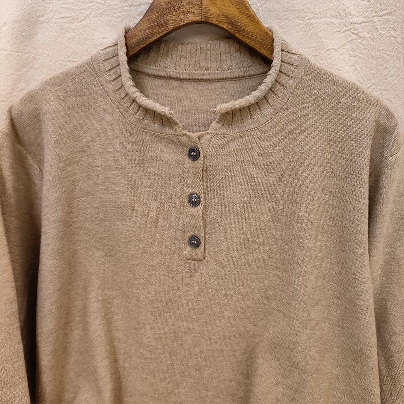 New Style Women's Combed Cotton Half-Zip Knit Pullover Sweater Base Layer