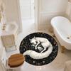 Black and White Fox,Round Area Rug,Carpet Rug for Living Room Bedroom Sofa Playroom Decor,Non-slip Floor Mat