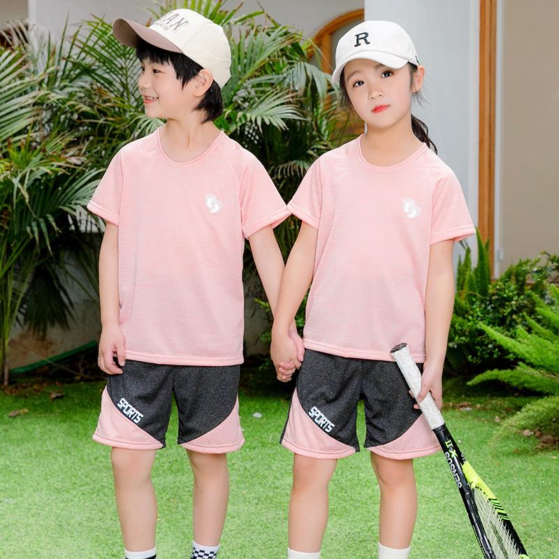 Kinder Kurzarm Sommer Jungen Schnell trocknend Mesh Anzug Mädchen Sportswear