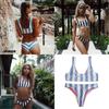 Exquisite Mangopies Women Blue Stripe Bikini Set Radiating Timeless Summer Elegance