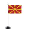 Drapeau De Table - Macédoine Du Nord - 14 X 21 Cm - Polyester - Mât En Plastique - Impression Recto/verso