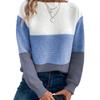 Autumn Winter Pullovers Loose Drop Shoulder Round Neck Color Matching Knitted Pullovers & Long Sleeves Ladies Sweater