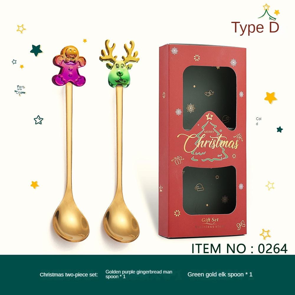 HANYANG Tableware Stainless Steel Small Spoon Golden Dessert Spoon Fruit Fork