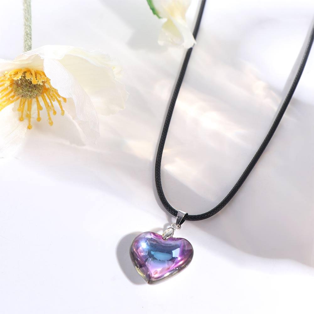 Small Heart Punk Heart Crystal Necklace Vintage Rope Chain Red Heart Pendant Gothic Y2K Jewelry Heart Necklaces Choker Women Men