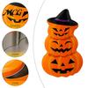 Candy Jar with Secure Lid Halloween Pumpkin Tin Box, Stacked Shaped Metal Treat Container Storage Lid, Orange Tinplate Case for Trick or Party Favors