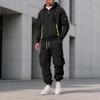 Men's Zip Hoodie Sweatshirt and Multi-Pocket Work Pants Casual Outfit Set
