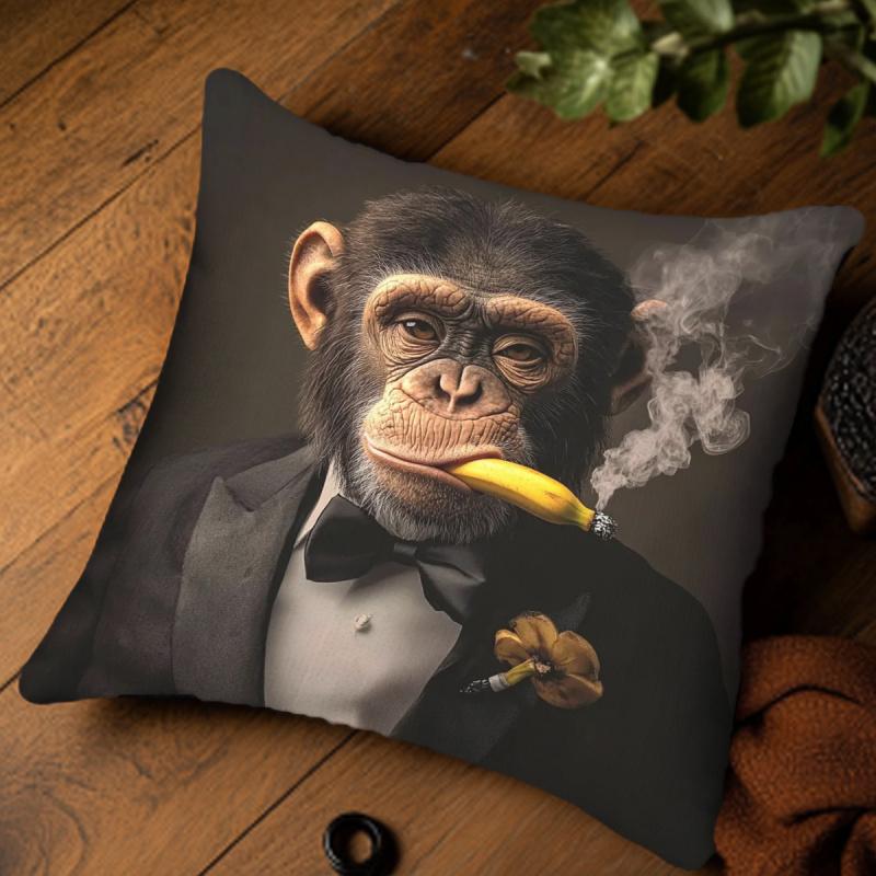 Vikama Whimsical Gentleman Cute Monkey Print Pillowcase Soft Comfortable Smooth Machine Washable Bedding Accessory