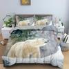 Polar Bear Duvet Cover King Queen 3D Lovely White Arctic Animal Bedding Set For Kids Teens Adult Wildlife Quilt Cover Pillowcase
