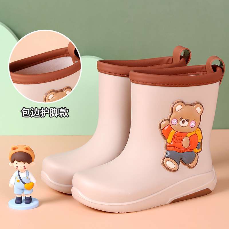Kindergarten baby water shoes non-slip waterproof boots primary school students environmental protection rain shoes cotton cover removable boys and g