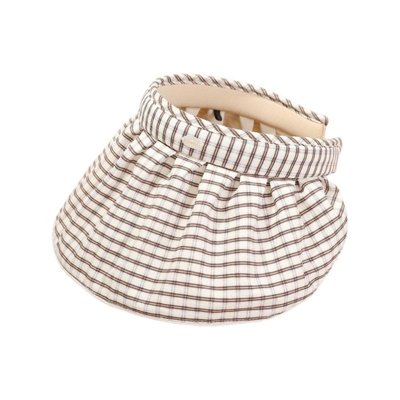 

Stylish Check Pattern Summer Sun Hat Light weight Foldable Sun Protecting Hat for Travel And Casual Outfits хакі