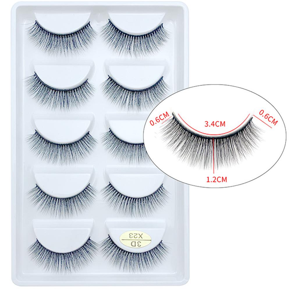 3D Nerz Falsche Wimpern 5 Paare Flauschiges Volumen Feine Wimpern Natürlich Aussehende Streifenbüschel für Party Tägliches Natürliches Nude-Make-up