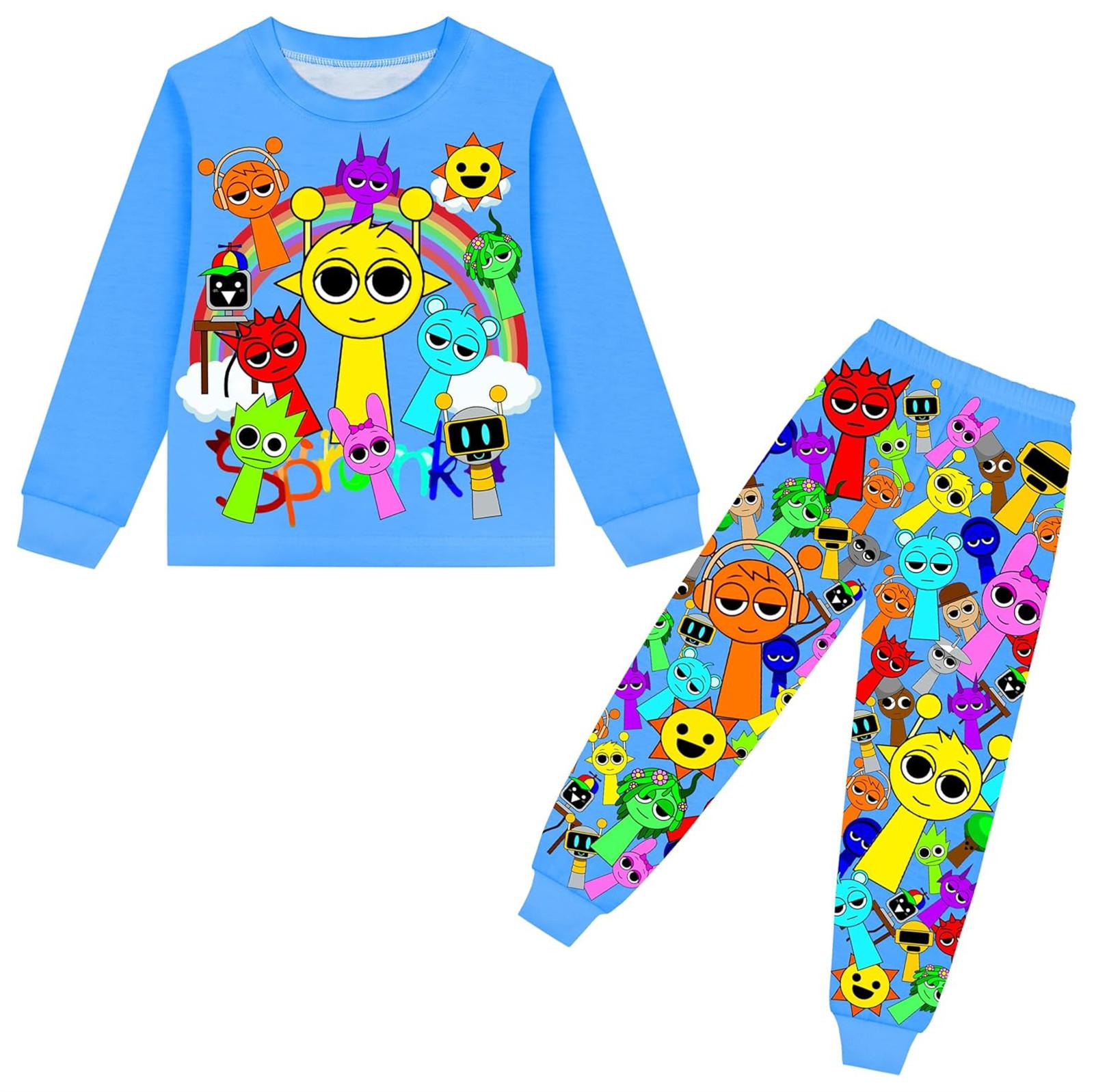 

Детский костюм с круглым вырезом и длинными рукавами в мультяшном стиле 9 синий