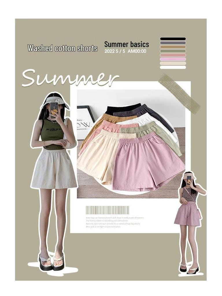 High-Waisted Cotton Linen A-Line Shorts - Petite, Casual, Slimming, Wide-Leg, Summer Wear for Women