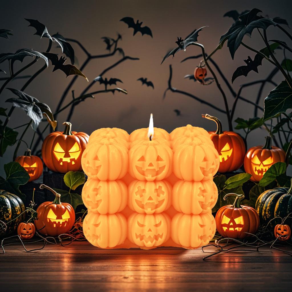 Silicone Candle Mold Reusable Halloween Candle Mold 3d Pumpkin Resin Mould Silicone Pumpkin Cube Candle Mold For Gifts Home Art