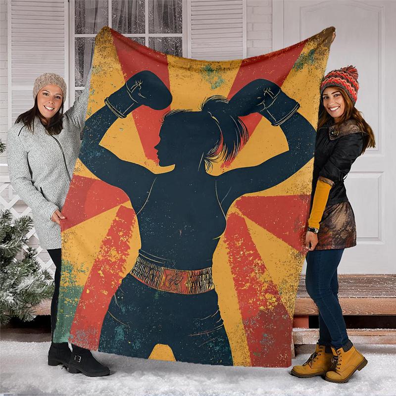 boxing Theme Printed Blanket,Perfect for Couch, Bed, Travel & Outdoor Use | Machine Washable, Cozy & Durable.