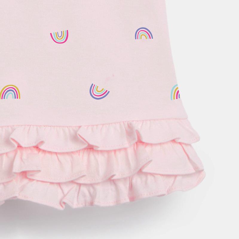 New Summer Style Cotton Princess Pink Dress for Girls Short Sleeve Children's 100% Cotton Dresses Kindergarten Uniforms