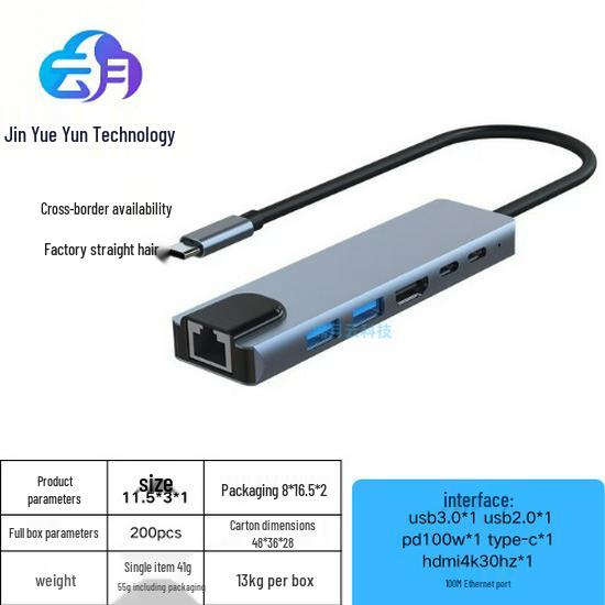 USB-C Docking Station with HDMI 4K Output, USB 3.0 Ports, and PD100W Charging