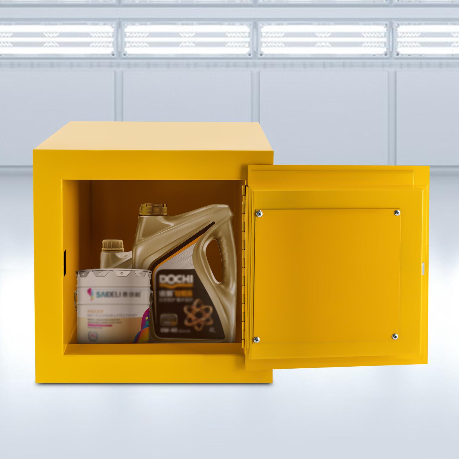 

2 Gallon Flammable Safety Cabinet Yellow Small Flammable Liquid Storage Cabinet Chemical Fireproof Steel United States