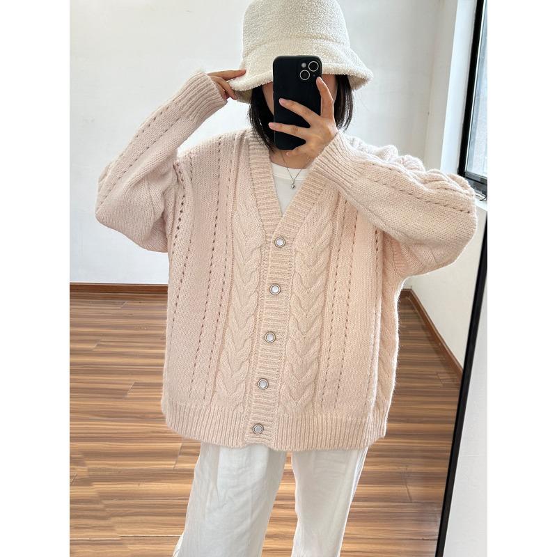 Loose knitted cardigan autumn and winter new gentle wind soft waxy sweet lazy wind sweater jacket women