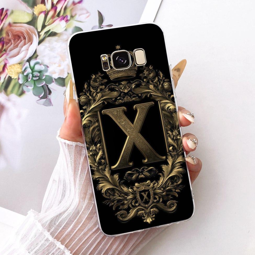 For Samsung S8 Clear Case SM-G950FD Luxury Crown A-Z Letters 2D Flat Pattern Funda For Samsung Galaxy S8 G950F Soft Phone Casing