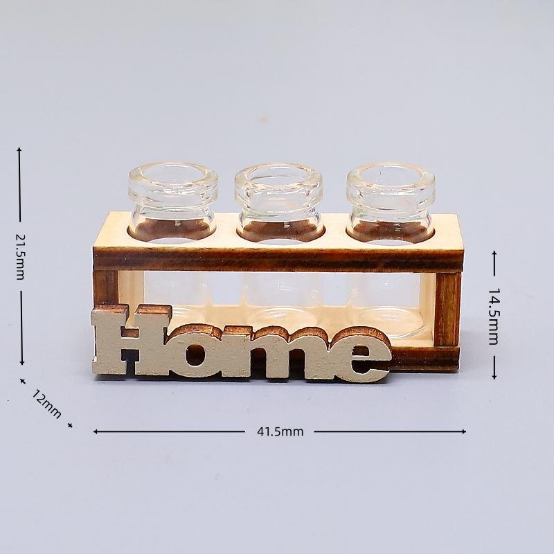 1Pcs Mini Glass Flower Vase Model 1:12 Dollhouse Miniature Hydroponic Wooden Flower Arrangement Stand Diy Home Garden Decor Toys
